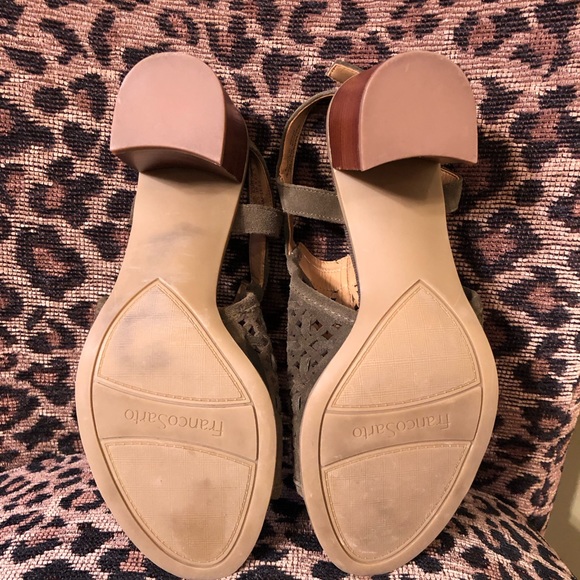 Franco Sarto Harlet 3 - Perforated Suede Sandal w/Block Heel - Olive, Size 8.5 - Picture 4 of 6